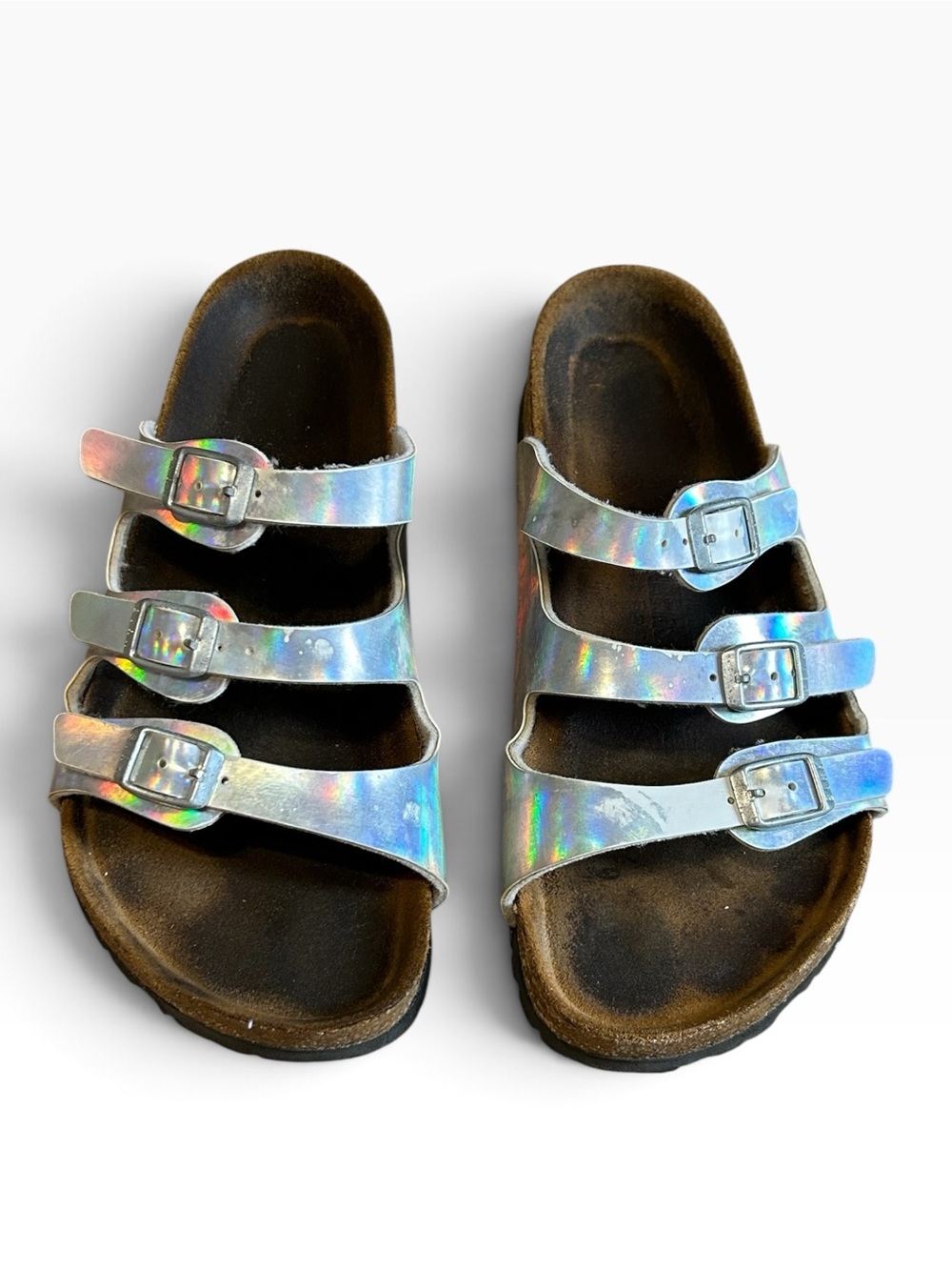 Birkenstock Florida Holographic Iridescent Silver Sandals EU 37 / US 8